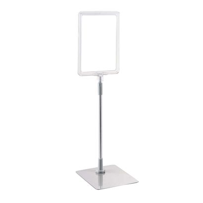 Poster frame with base and mount (set) A5 transparent  | Base: grey  | Aluminium rod adjustable from 350 to 550 mm 